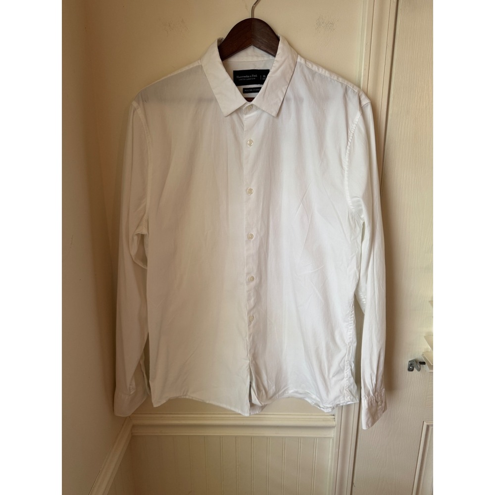 Abercrombie & Fitch Mens XL White Stretch Super Slim Moisture Wicking Shirt